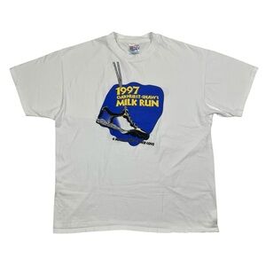 Vintage 1997 Oakhurst Shaw's Milk Run 4 Miles Back Cove Maine Hanes Beefy T